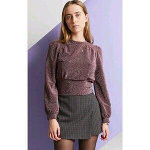 INDEE Shimmer Glitter Top Blouse XS Sorbet Pink